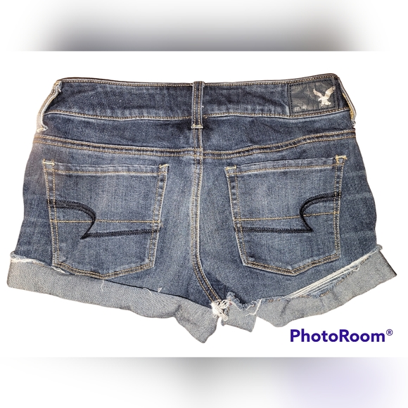 American Eagle Super Stretch Shortie Denim Jean Shorts Size 2 - Picture 2 of 7